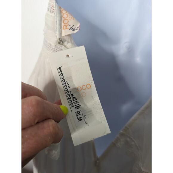 Rococo Sand Mia Maxi Dress White Lace Trim Handkerchief Hem Resort XS NWT - Picture 8 of 13